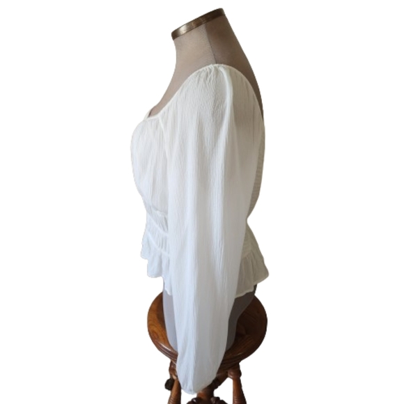 PRETTY ☆ OFF-WHITE GAUZE FABRIC ☆ PEASANT TOP ☆ 2x  ☆ NWT - Picture 5 of 6